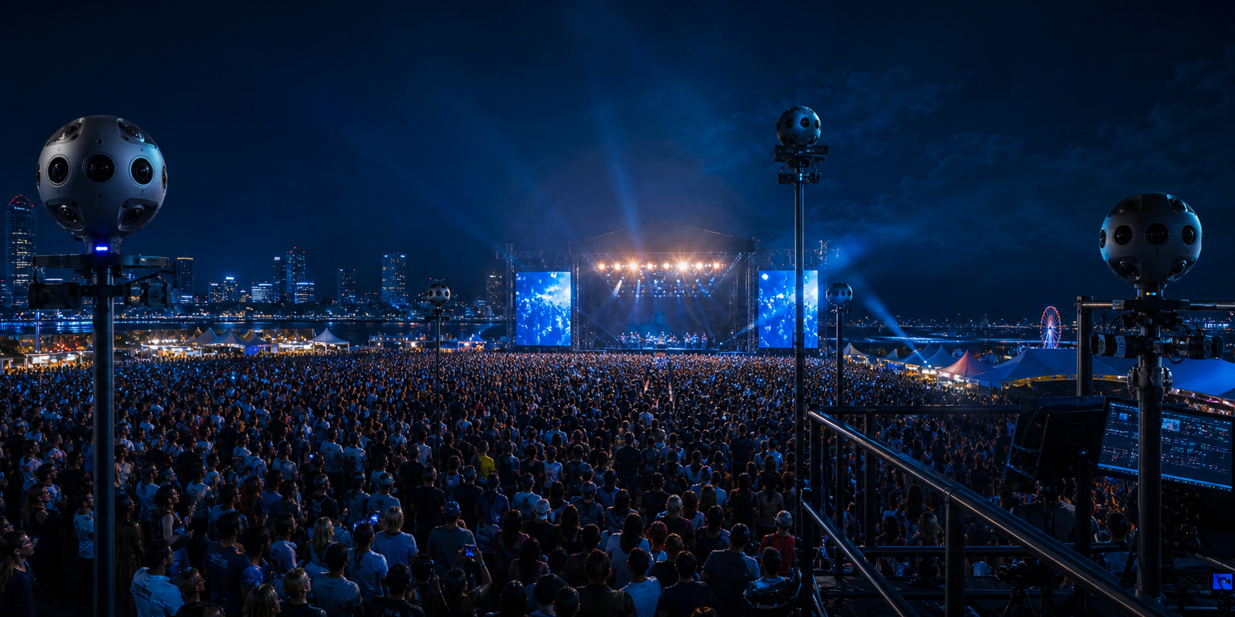 Konser ve etkinlik alanı için çok kameralı 360 canlı yayın