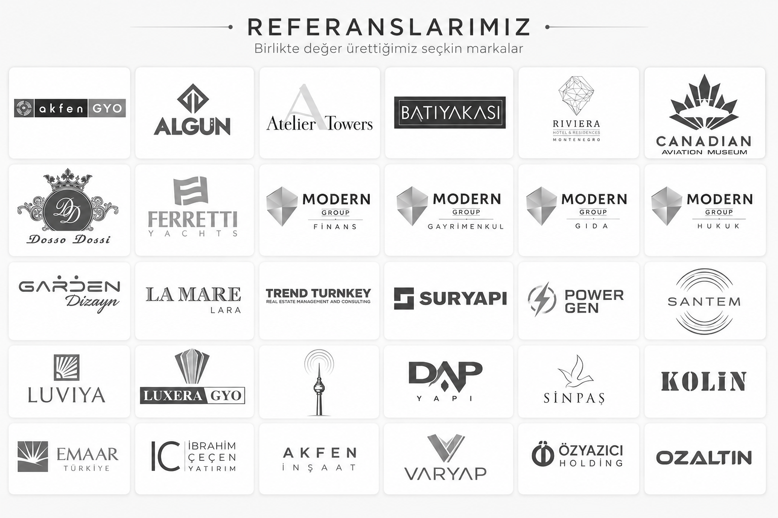 TourixPro referanslarımız: seçili proje ve marka logoları