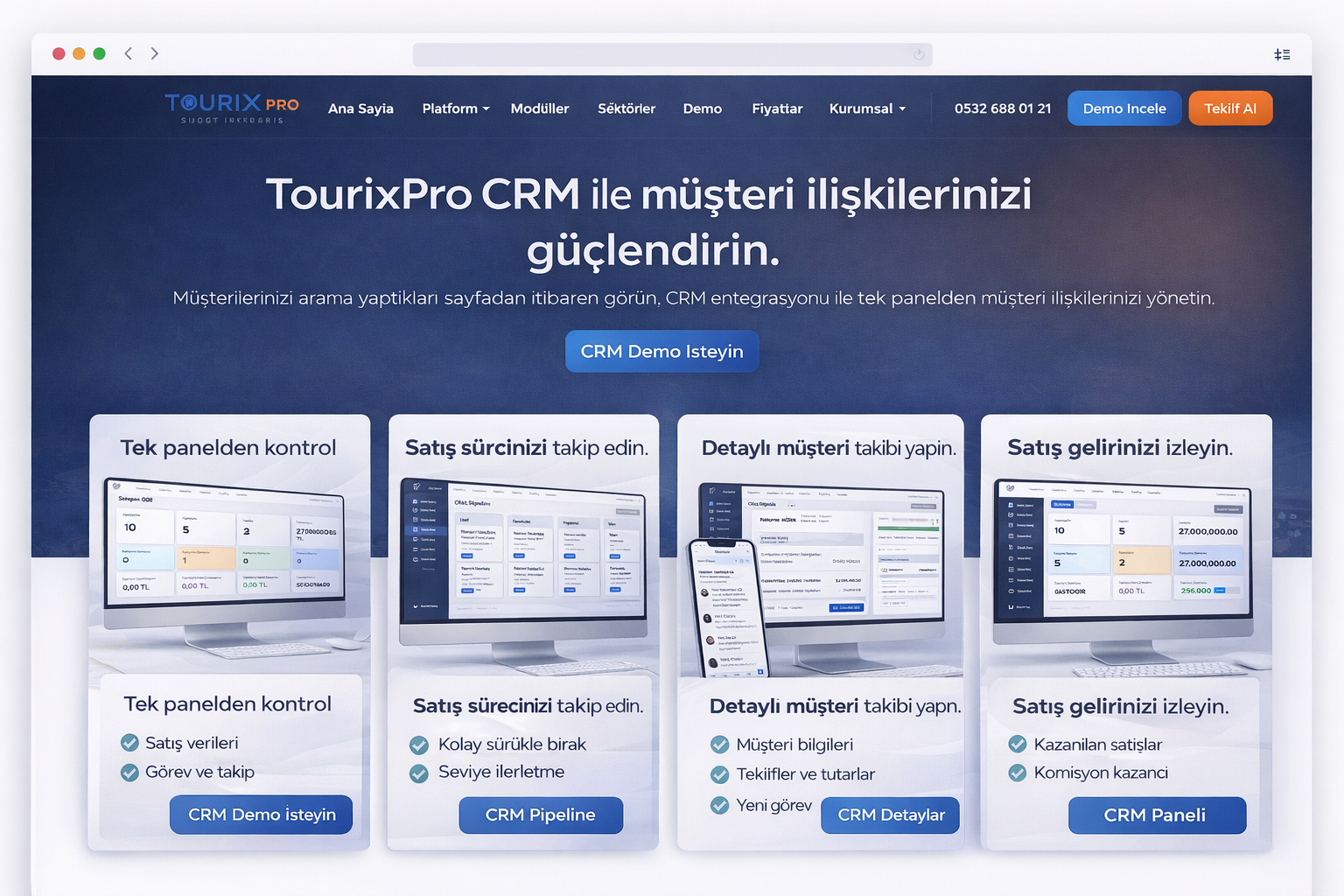TourixPro CRM dashboard